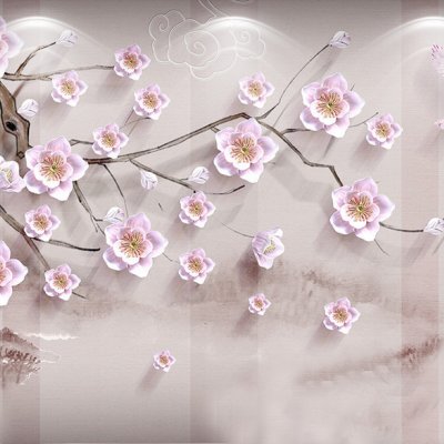 фотообои Ветка лиловой сакуры 3Д
