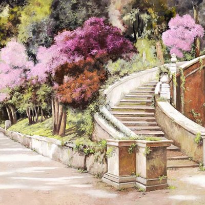 фотообои Лестница в розовом саду
