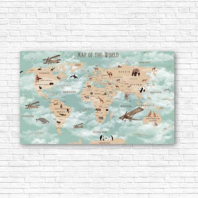 модульные картины Карта мира ретро