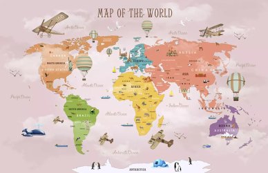фотообои Карта мира на розовом фоне