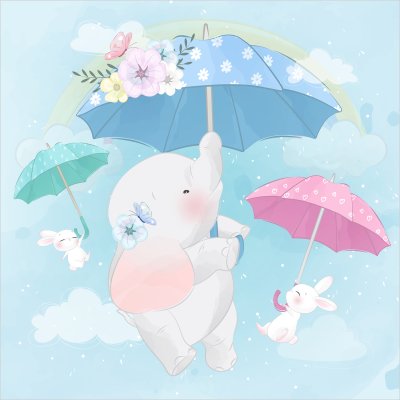 постеры Слон и зонтик