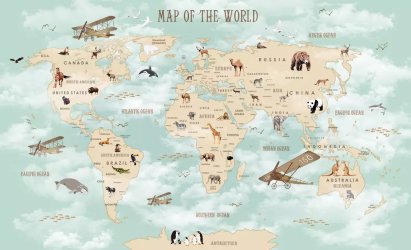 фотообои Карта мира на мятном фоне