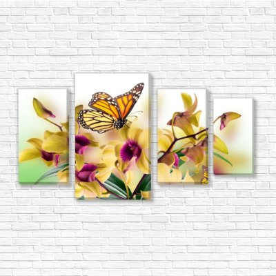 модульные картины Бабочки и орхидеи